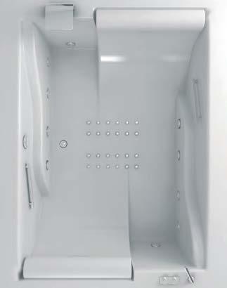 It is available in white colour, plain or equipped with a special whirlpool system of hydromassage & air-blower.