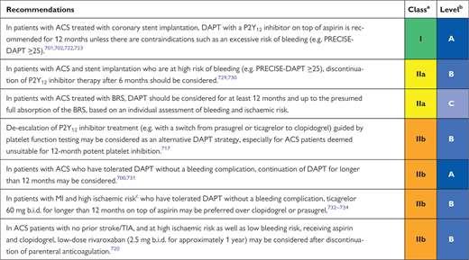 Recommendations for post-interventional and maintenance treatment in patients with non-st-elevation