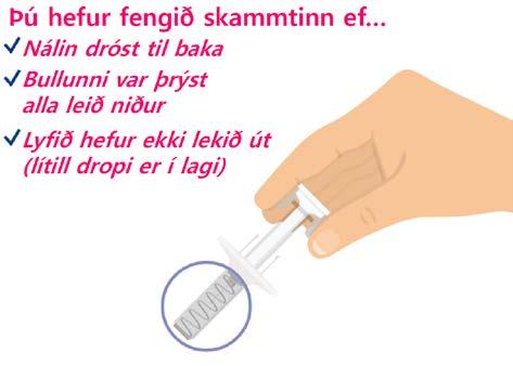 Eftir inndælingu Imraldi skaltu ganga úr skugga um að nálin hafi dregist til baka og fleygja notuðu sprautunni