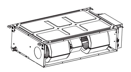 seguente figura: (2) Se si adotta il metodo aria di ritorno verso il basso, installare il coperchio aria di ritorno sulla parte posteriore dell unità dopo averlo smontato.