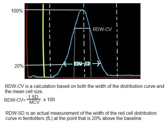 RDW-CV: Εύρος κατανοµής ερυθρών MCV (Mean corpuscular volume)