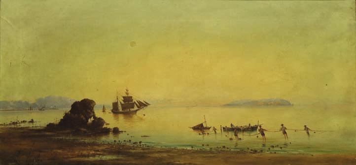 8 Σπυρίδων Σκαρβέλης (1868-1942) Παραλία με ψαράδες υπογεγραμμένο κάτω