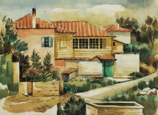 * 48 Αγήνωρ Αστεριάδης (1898-1977) Σπίτια υπογεγραμμένο και χρονολογημένο κάτω