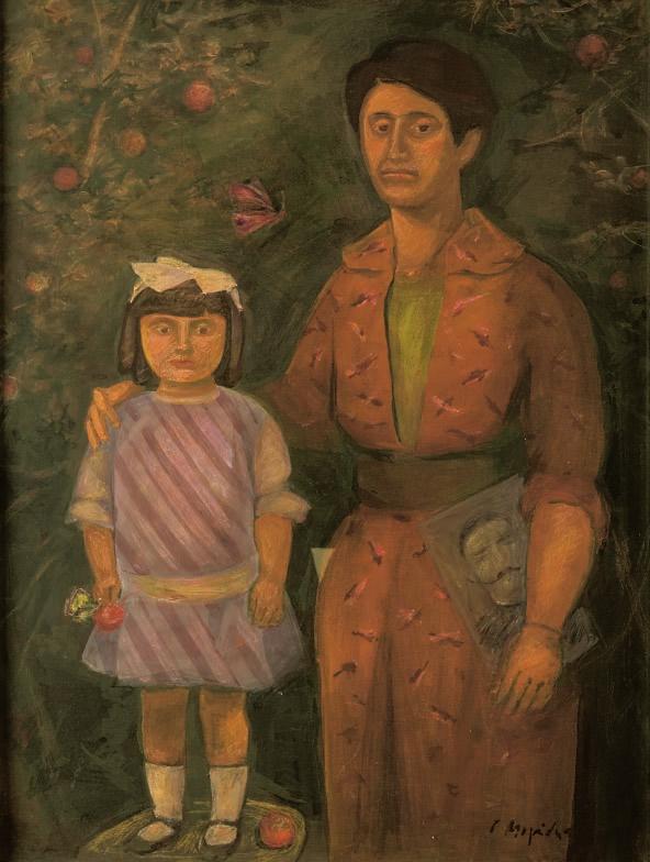 * 62 Γιάννης Μιγάδης (γ. 1926) Μητέρα και κόρη [2000] υπογεγραμμένο κάτω δεξιά: Ι.