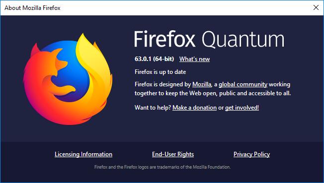 Firefox Βεβαιωθείτε ότι έχετε την πιο πρόσφατη έκδοση!