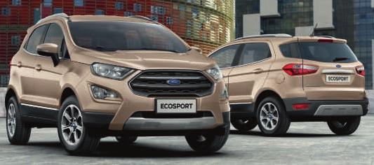 FORD ECOSPORT Μοντέλα Titanium Βασικά εξωτερικά χαρακτηριστικά επιπλέον του Trend Plus Ζάντες ελαφρού κράματος 16" 7 ακτίνων Κάτω μάσκα εμπρός με χρωμιωμένο πλαίσιο Ηλεκτρικά ρυθμιζόμενοι και