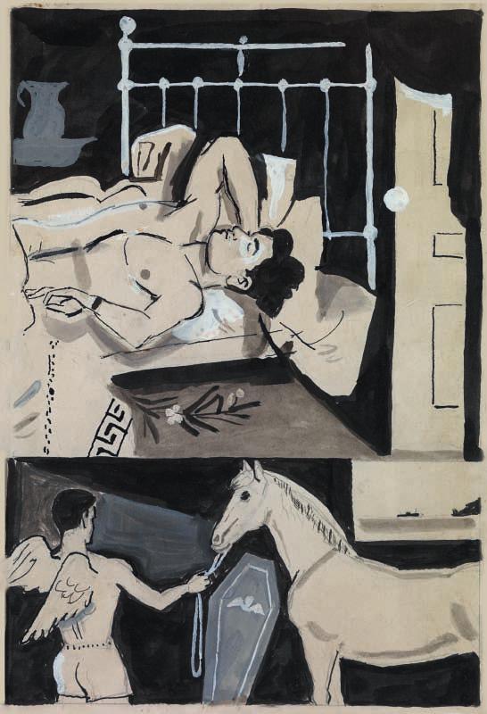 * 16 Γιάννης Τσαρούχης (1910-1989) Νέος κοιμισμένος, από κάτω άγγελος και άλογο μελάνι και