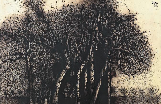 * 1 Μάριος Πράσινος (1916-1985) Arbres σφραγίδα του εργαστηρίου του καλλιτέχνη πάνω αριστερά χρονολογία