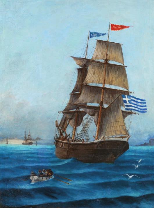 2 Ι. Α. Καλογήρου (β μισό 19ου αιώνα) Το μπρίκι Λυκούργος του Α. Τ. Σαχτούρη υπογεγραμμένο κάτω αριστερά: Ι.