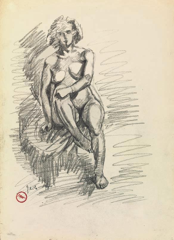 5 Νίκος Χατζηκυριάκος Γκίκας (1906-1994) Γυναικείο γυμνό υπογραφή: Ghika και