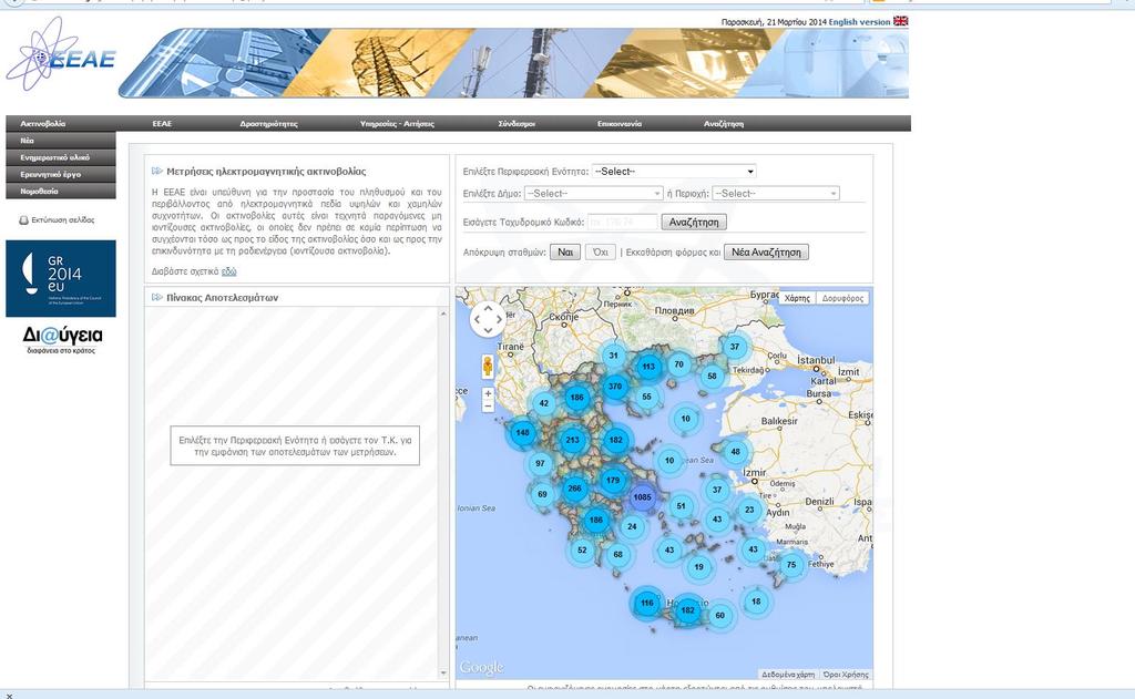 Περιπτώσεις υπερβάσεων Κατά το έτος 2013, από τις επί τόπου μετρήσεις στο περιβάλλον σταθμών κεραιών όλων των ειδών που παρέχουν πάσης φύσεως τηλεπικοινωνιακές υπηρεσίες σε όλη τη χώρα, τα συνεργεία