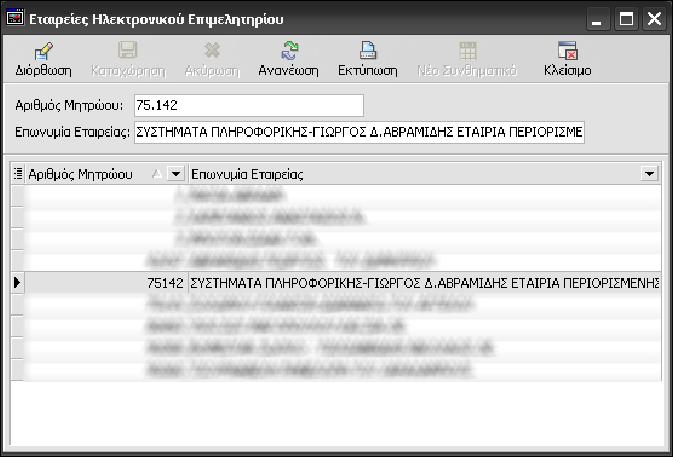 Λίστα υπαλλήλων με πρόσβαση στις υπηρεσίες του e-επιμελητηρίου.