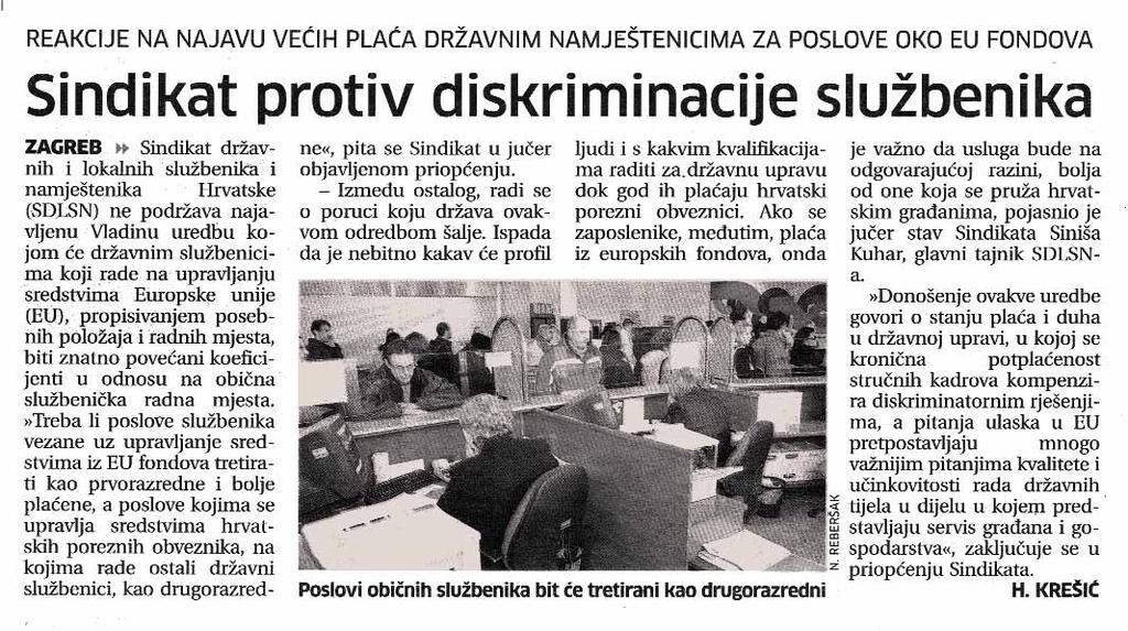 Dræavna uprava E u r o p a ü b Nova hijerarhija sluæbeniëkih radnih mjesta (SDLSN, 21. veljaëe 2011.