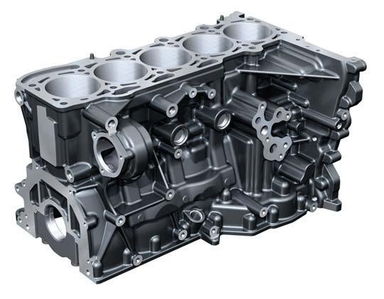 Blok cilindra Blok cilindra s ekstremno kratkim dimenzijama potječe od 2,5l-R5-MPIusisnog motora kao što ga VW