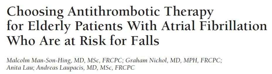 Among older patients, falling is common (about 30% fall at least once a year), and subdural hematomas are uncommon persons taking warfarin must fall about 295 times in 1 year for warfarin to