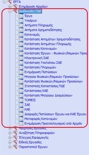 1. ΔΙΑΔΙΚΑΣΙΕΣ ΠΔΕ Στην συγκεκριμένη ενότητα του εγχειρίδιου χρήσης παρατίθεται η λειτουργία των οθονών της εφαρμογής που αποτελούν τις Διαδικασίες του ΠΔΕ. 1.1. Έργα Στην συγκεκριμένη οθόνη καταχωρούνται οι βασικές παράμετροι των έργων για την βασική λειτουργία του συστήματος.