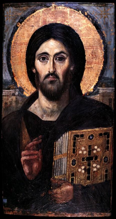 Ο Χριστός Παντοκράτωρ Ίσως η ωραιότερη εικόνα του Χριστού είναι η εγκαυστική εικόνα του Χριστού Παντοκράτορος (πρώτο μισό του 6ου αιώνος, 84 x 46 εκατ.