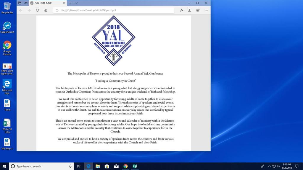 The Metropolis of Denver is proud to host our Second Annual YAL Conference Finding A Community in Christ The Metropolis of Denver YAL Conference is a young adult led, clergy supported event intended