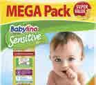 * πάνες BABYLINO sensitive megapack 40%* Υγρό πλυντηρίου ρούχων baby PLANET 20 ή 40 µεζ.