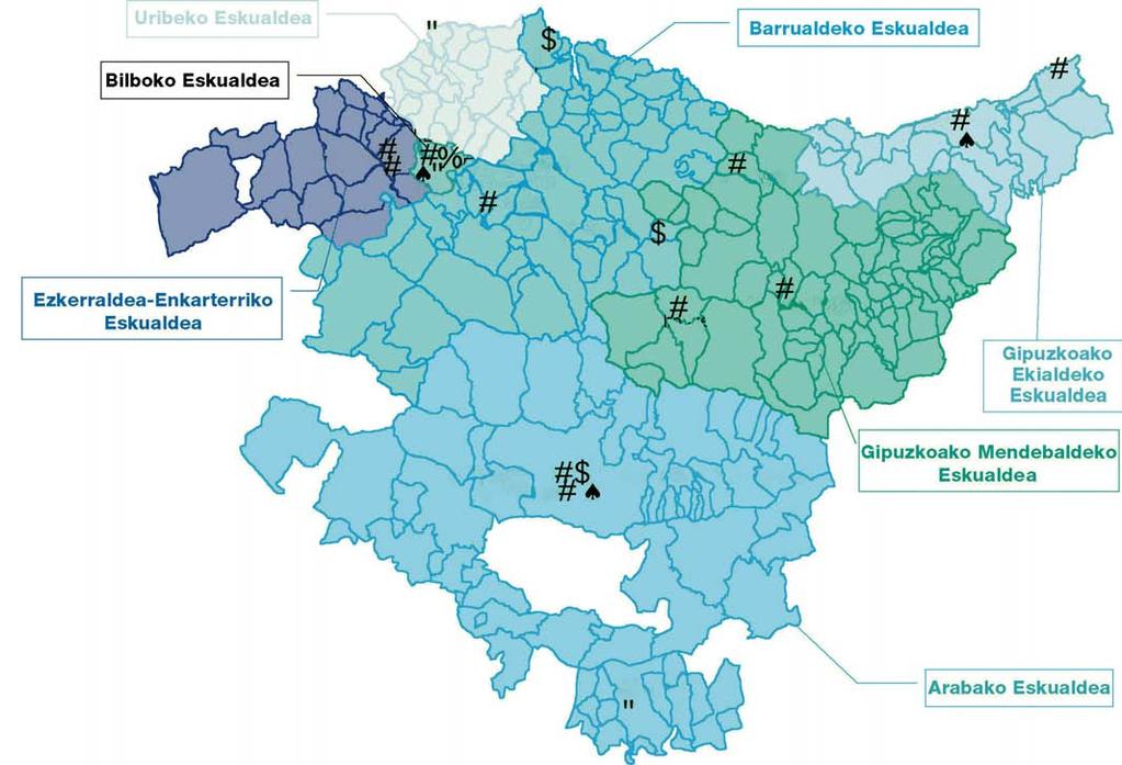 Zerbitzu-erakundeen mapa Gorlizko Osp. Bermeoko Osp. Bidasoako Osp. Basurtuko Osp. San Eloy Osp. Zamudioko Osp. Gurutzetako Osp. Emergentziak Santa Marina Osp. OKOM Galdakaoko Osp.