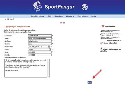 Einfaldasta leiðin er að skrá í gegnum heimasíðu Worldfengs, www. worldfengur.com, (sjá mynd 1) en þar er hægt að smella á hnappinn Skrá hross á kynbótasýningu.
