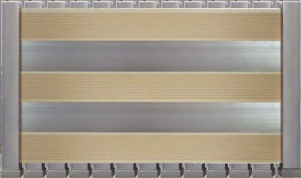 The horizontal profiles are 150x14mm in beige colour, with gaps between them.