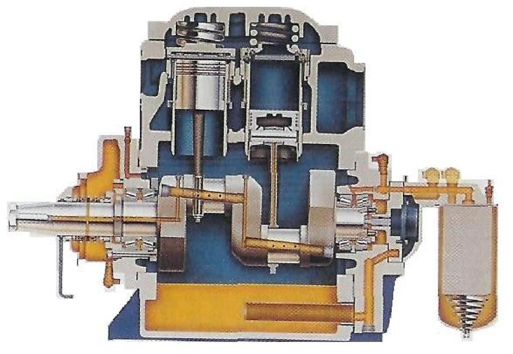 Slika 16. Stapni kompresor 2.4. Rashladnici kapljevina sa centrifugalnim kompresorom Kondenzatori su im generalno vodom hlađeni, sa kondenzacijom radne tvari sa vanjske strane cijevi.