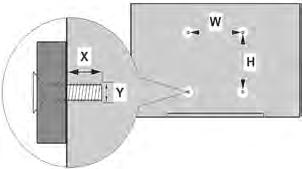 מ( ر A B C D Hole Pattern Sizes (mm) Length (X) VESA WALL MOUNT MEASUREMENTS W H 200 200 Screw Sizes min. (mm) 10 max.