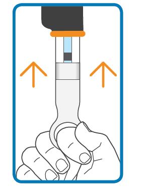 Πιέστε σταθερά το επίπεδο καπάκι άκρου μέσα στη θύρα φαρμάκου/ένεσης στο κάτω μέρος της συσκευής ava ωθήστε έως ότου ακούσετε έναν ήχο «κλικ».