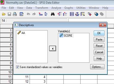 z τιμές Analyze Descriptive Statistics