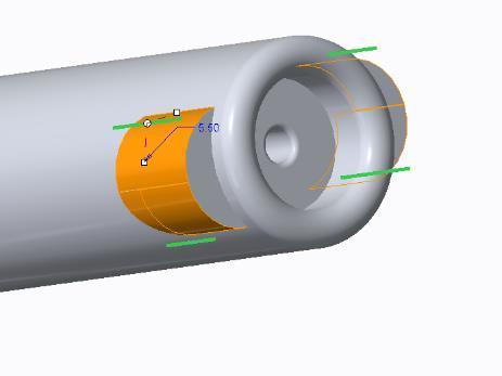 γεωμετρία των οδηγών της μάνας (main receiver) για τους λόγους που προαναφέρθηκαν. Εικόνα 108: Διαμόρφωση σφηνών με εντολή Round.