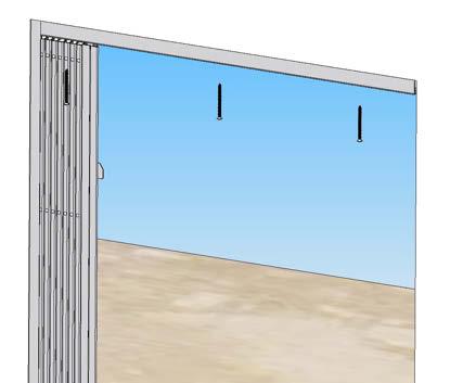 ΤΟΠΟΘΕΤΗΣΗ ΜΟΝΗΣ ΠΤΥΣΣΟΜΕΝΗΣ ΠΟΡΤΑΣ INSTALLATION INSTRUCTIONS FOR SINGLE DOOR Βήμα : Στερέωση πάνω οδηγού Step : Screwing the upper guide Περνάμε τον πάνω οδηγό, έτσι ώστε τα βαγονέτα και τα