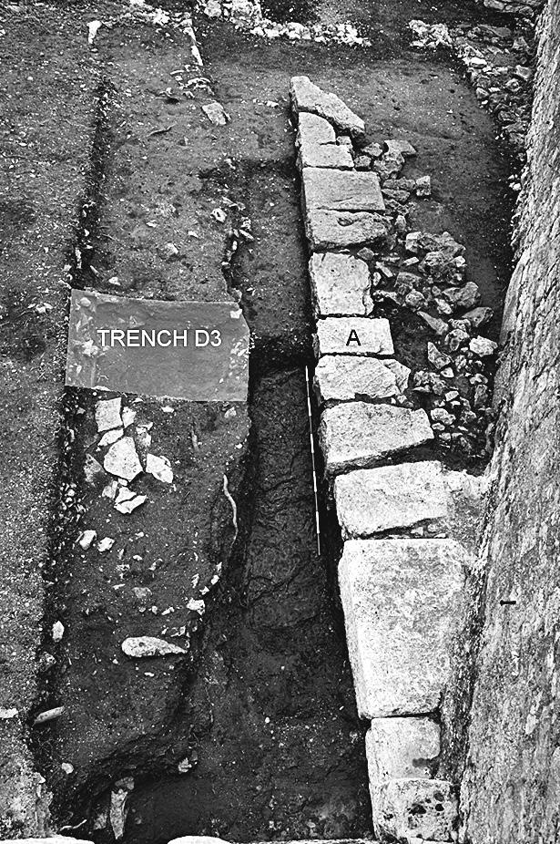 Sara Popović and Andrea Devlahović Figure 9. Remains of combustion chamber in trench D. Figure 10. Foundation remains of southern city wall and position of trench D3.