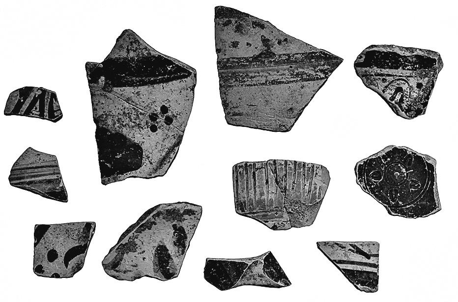New Answers to Old Problems Figure 11. Selection of pottery fragments found under the foundation block of the southern rampart. disturbed deposit under the topsoil of trench D.