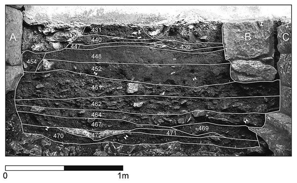 Sara Popović and Andrea Devlahović Figure 17. Western section of trench L. concluded because a thick layer of crushed shells (no. 451 on Fig.