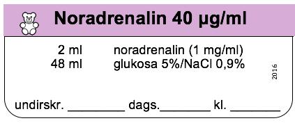 styrkleika) VÖRUNÚMER: 1103366 Noradrenalin 40 µg/ml (Ath!