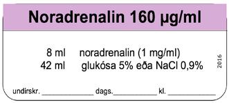 Noradrenalin 80 µg/ml (Ath! styrkleika) VÖRUNÚMER: 1103367 Noradrenalin 160 µg/ml (Ath!