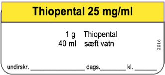 T Thiopental 25 mg/ml LITUR: GULUR LYFJAFLOKKUR: INNLEIÐSLULYF