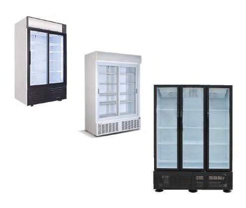 Όρθιες βιτρίνες συντήρησης με συρόμενες πόρτες τζάμι Φωτιζόμενη διαφημιστική μετώπη Ψύξη με αέρα Ηλεκτρονικός θερμοστάτης - θερμόμετρο