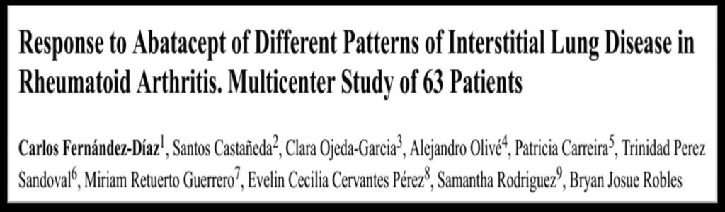 βελτίωση σε δύσπνοια και HRCT DLCO => σταθερό στους περισσότερους ασθ, ανεξάρτητα από ακτ pattern ενεργότητα RA