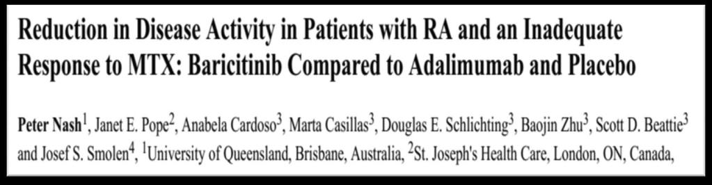 JAK αναστολείς (BARI) In RA-BEAM, 1305 ασθ υπό PBO (N=488) ADA (N=330) BARI 4 mg (N=487) Σε έδαφος