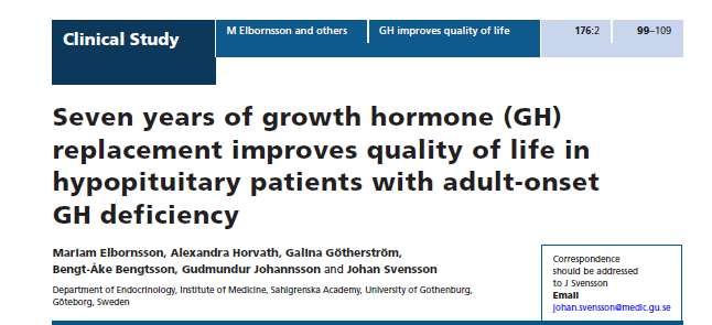 Προοπτική μελέτη με 95 ασθενείς (μέση ηλικία 53 έτη), με ανεπάρκεια GH κατά την