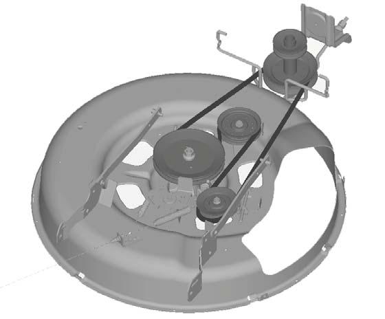 6 R M V PT Como substituir a Correia de Transmissão do Cortador de Grama REMOÇÃO DA CORREIA DE TRANSMISSÃO DO CORTADOR DE GRAMA. Estacionar o trator sobre uma superfície nivelada.