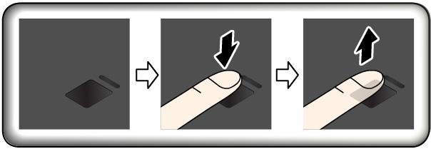 Ενδεικτική λυχνία μηχανισμού ανάγνωσης δακτυλικού αποτυπώματος 1 Σβηστή: Ο μηχανισμός ανάγνωσης δακτυλικού αποτυπώματος δεν είναι έτοιμος για ελαφρύ κτύπημα.