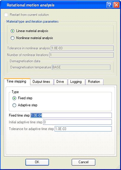 παπέφει ο «Pre and Post Processor» σην ενσολή «RM analysis» {Model Analysis Options Rotating Machine (RM)}.