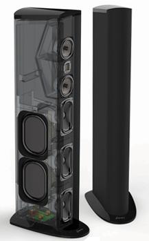 Triton Two + Triton Series Ηχείο δαπέδου με ενσωματωμένο ενεργό subwoofer με: Δύο 4-1/2" MVPP High-Definition Cast-Basket Mid/Bass Drivers Δύο 5 x 9 Long-Throw Quadratic Subwoofer Bass Drivers Δύο 7