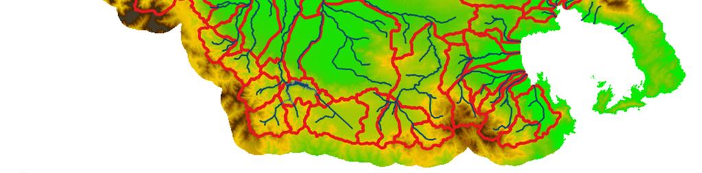Στα ορεινά και ημιορεινά τμήματα του ΥΔ Θεσσαλίας, οι λεκάνες χαράχτηκαν με βάση το ΨΜΕ διάστασης 5 5 m, ενώ στις πιο πεδινές περιοχές χρησιμοποιήθηκε το ΨΜΕ διάστασης 1 1 m, σε συνδυασμό με χάρτες