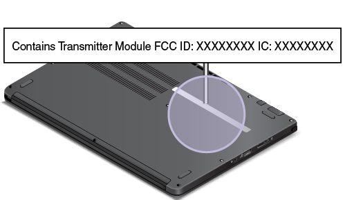 Πληροφορίες αναγνωριστικού FCC και Πιστοποίησης IC Μπορείτε να βρείτε τους αριθμούς αναγνωριστικού FCC και Πιστοποίησης IC για τις εγκατεστημένες κάρτες πομπού στο κάτω μέρος του υπολογιστή σας, όπως