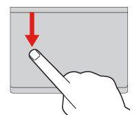 Σάρωση από την επάνω πλευρά Από την οθόνη Έναρξης ή την τρέχουσα εφαρμογή, σύρετε προς τα μέσα από την επάνω πλευρά της επιφάνειας αφής με ένα δάχτυλο για να εμφανίσετε το μενού εντολών.