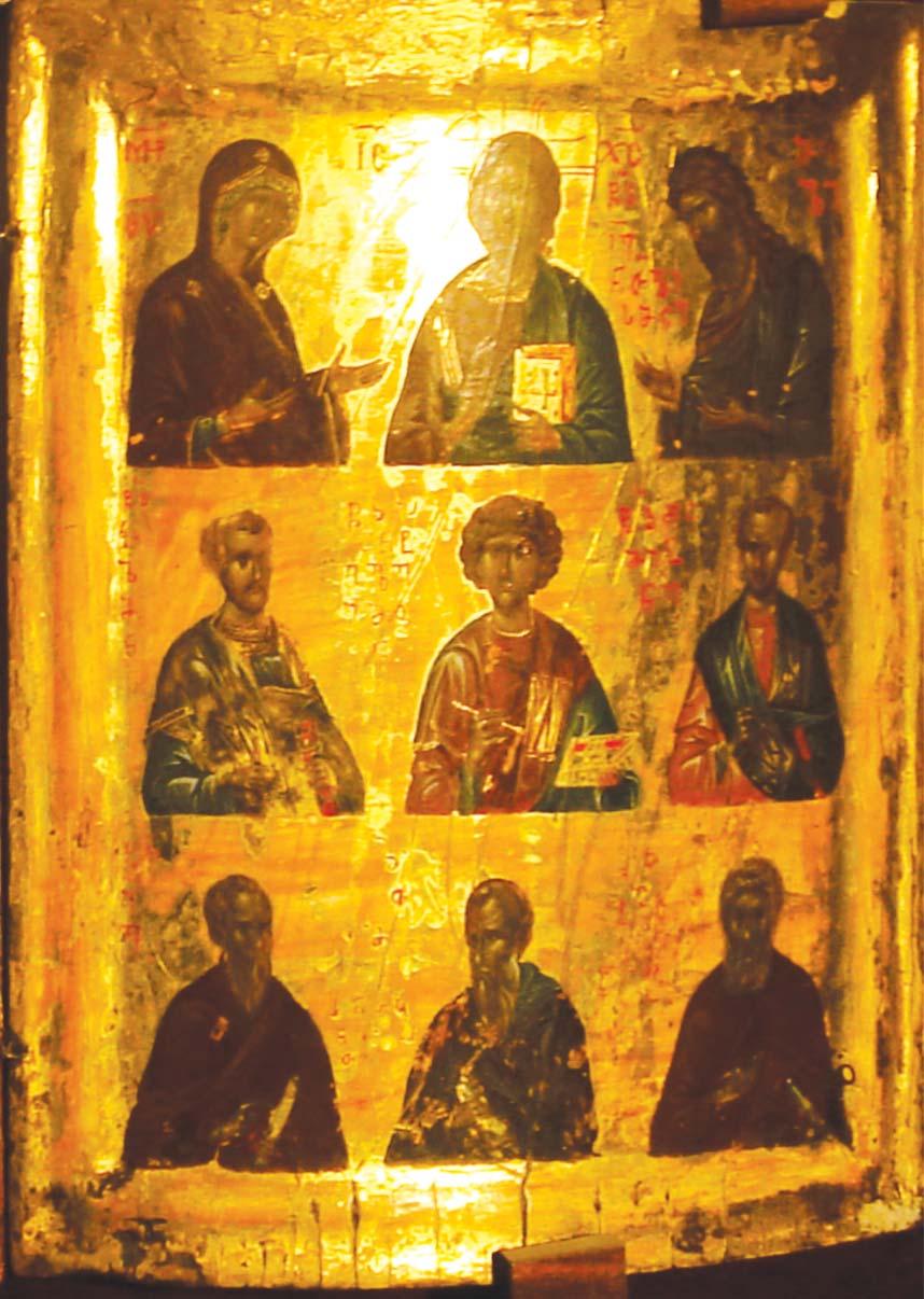 XI-XII ss. (amjamadac am monastersia) Mount Sinai. 13th century. First row: Deesis; second row: Holy Unmercenaires Healers St. Cosmas, St. Panteleimon and St.